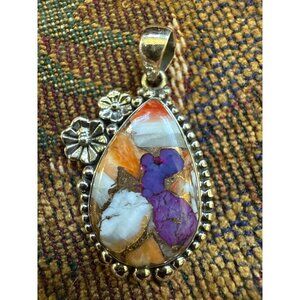 Handcrafted Spiny Oyster & Purple Mojave Turquoise Pendant
